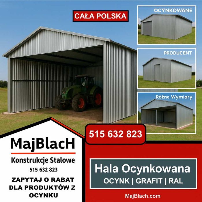 Garaż Blaszany Jednospadowy GRAFITOWY/Złoty Dąb /WIATA – Maj-Blach