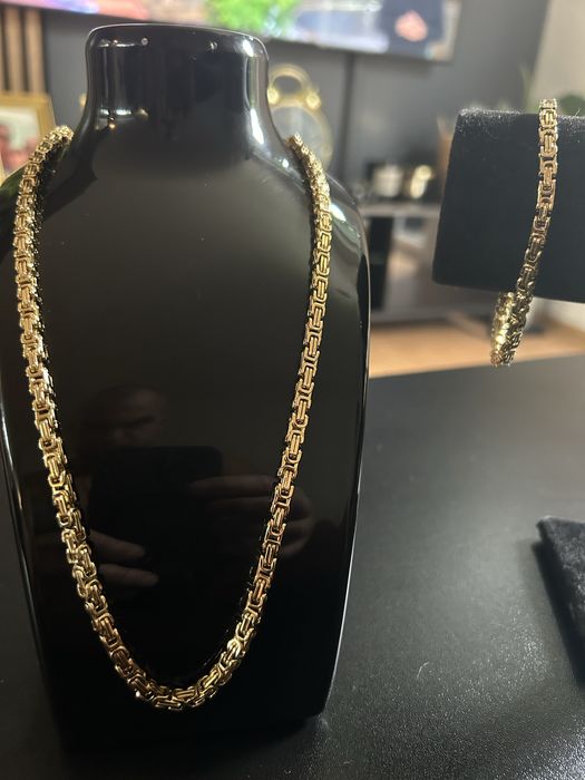 Zestaw łancuszek bransoletka Królewski złoty Nowy pozłacany