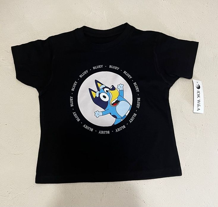 Czarna bluzka Bluey rozmiar 92-170cm koszulka  bawelna
