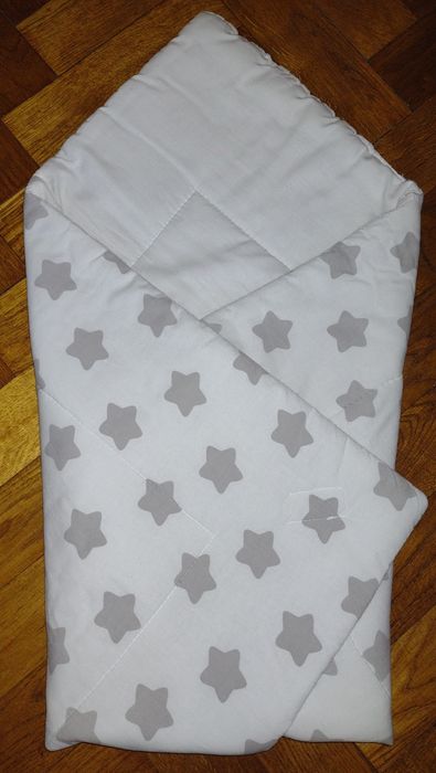 Becik ,rożek, kołderka, otulacz niemowlęcy w szare gwiazdy, noworodek