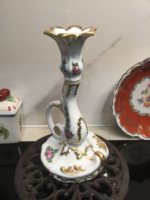 Castiçal em porcelana pintado à mão
