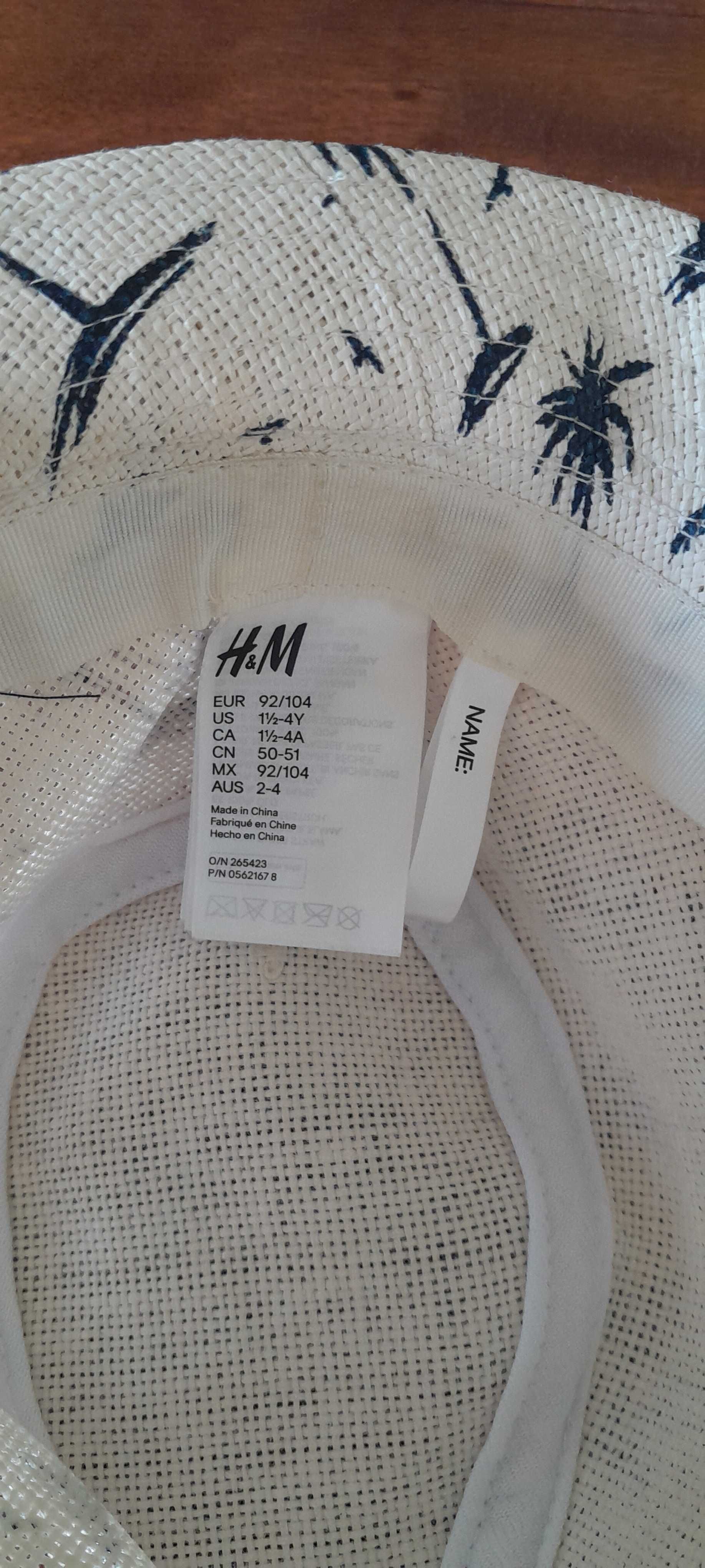 Kapelusz slomkowy firmy H&M dla chlopca roz.92-104