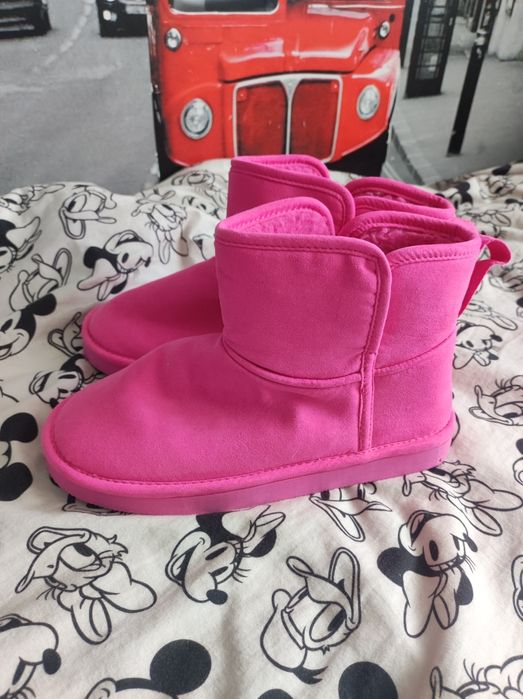 Różowe botki śniegowce damskie H&M 38