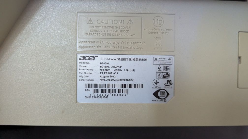 Monitor Acer B243HL 24'' – pivot, obracany