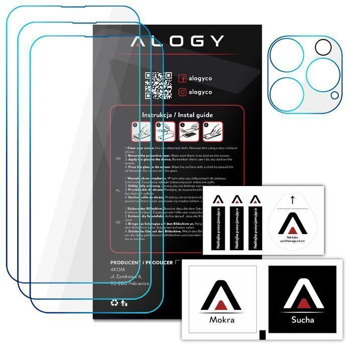 3x Szkło hartowane na ekran 9h + Szkło na obiektyw do iPhone 14 Pro