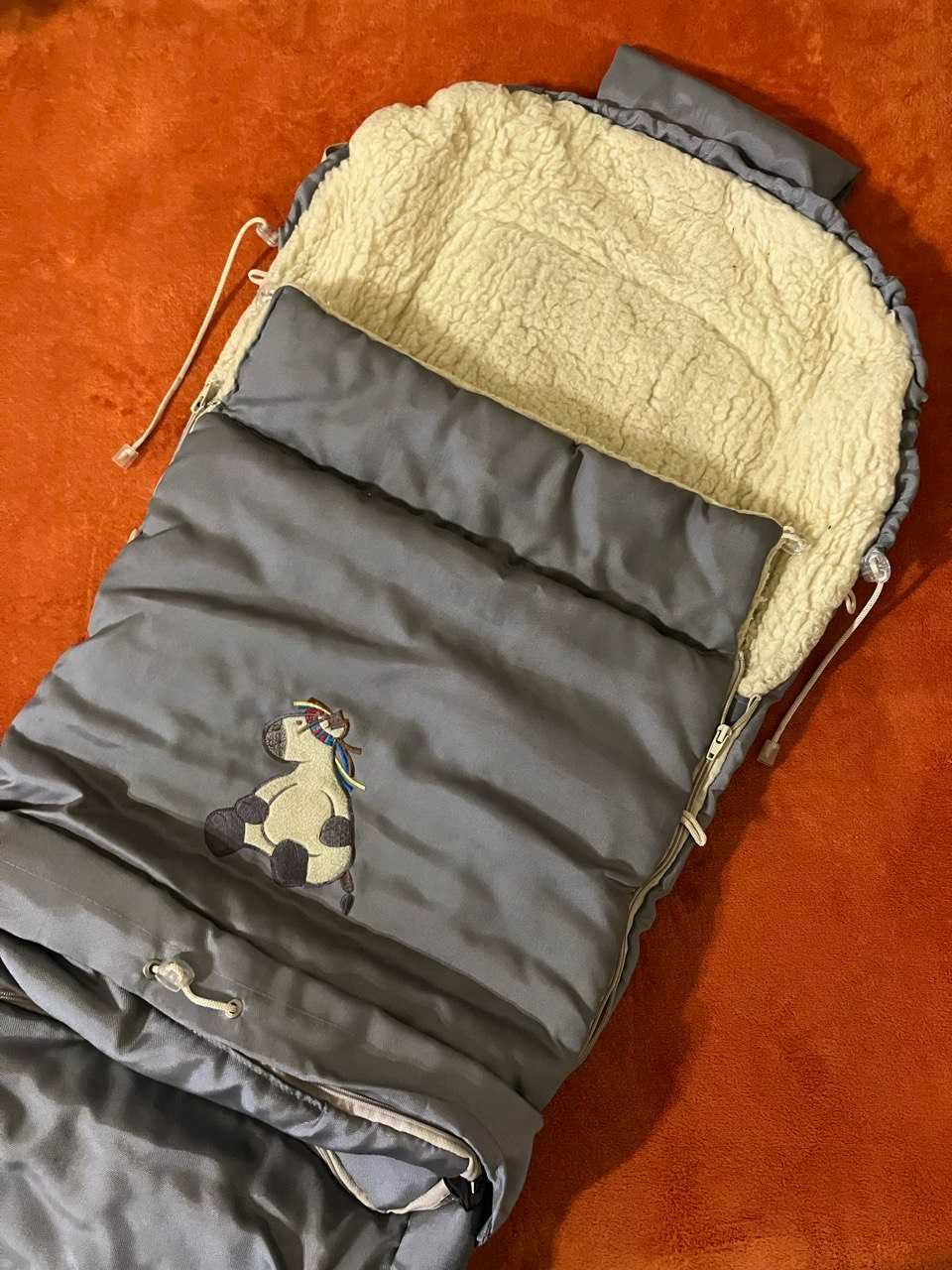 Зимовий конверт, чохол на овчині. Для дитячого візочка або санчат.