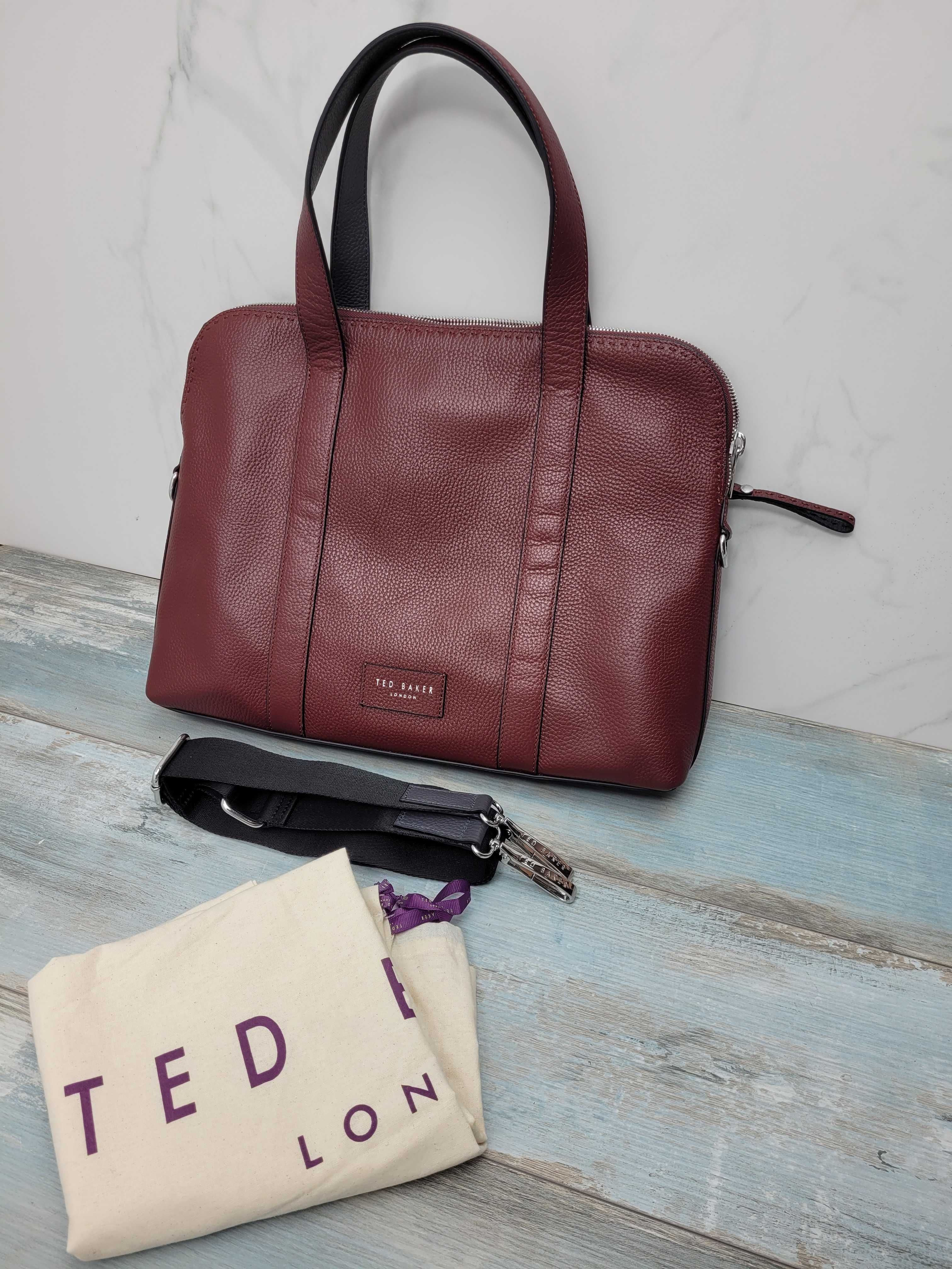 TED BAKER INFERN LEATHER DOCUMENT BAG elegancka torba aktówka skóra