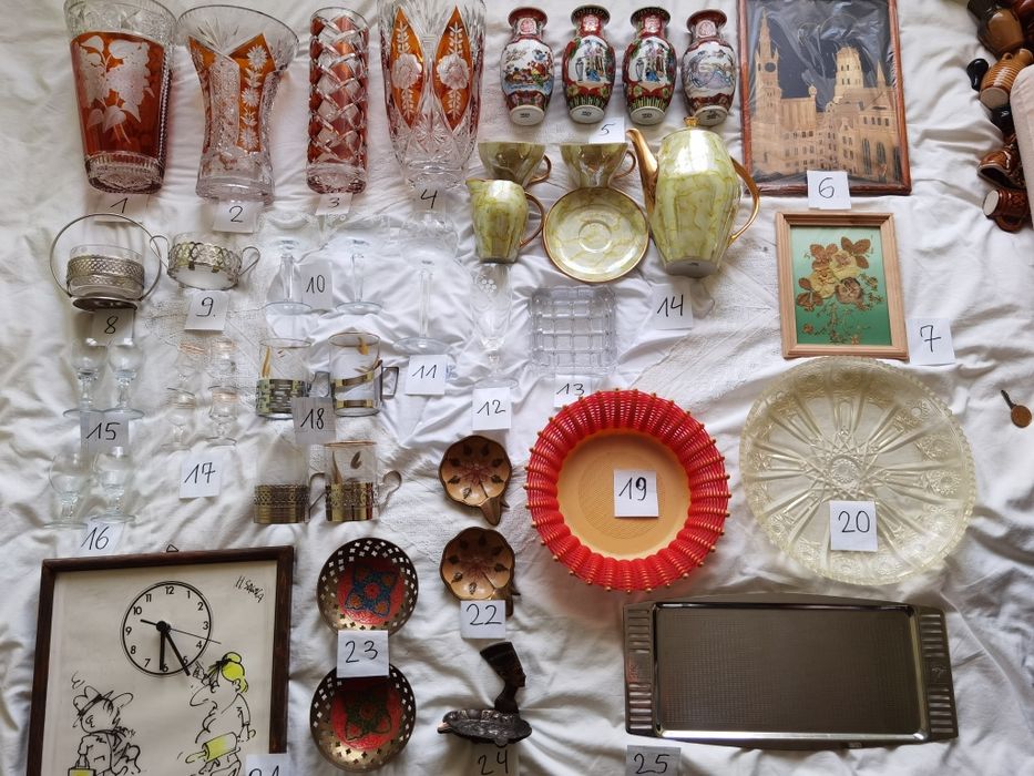 Wazony, szklo artystyczne oraz inne