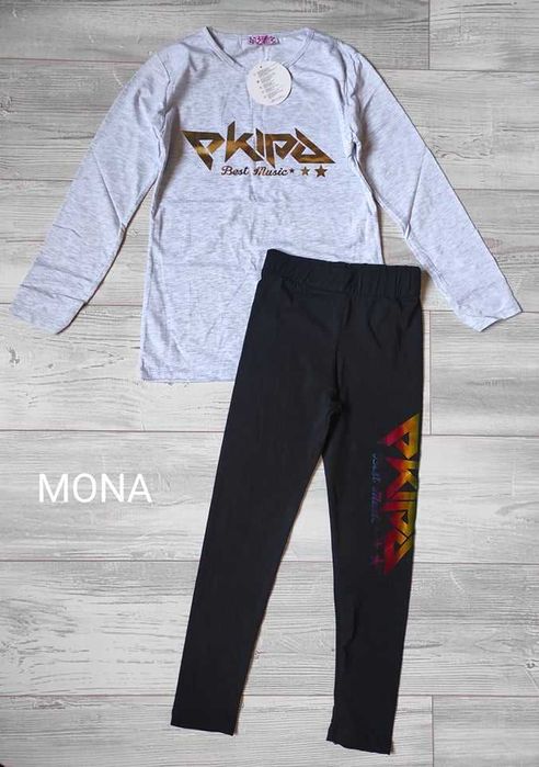 bluzka tshirt ekipa tik tok szara różowa 128/134/140/146/152/158/164