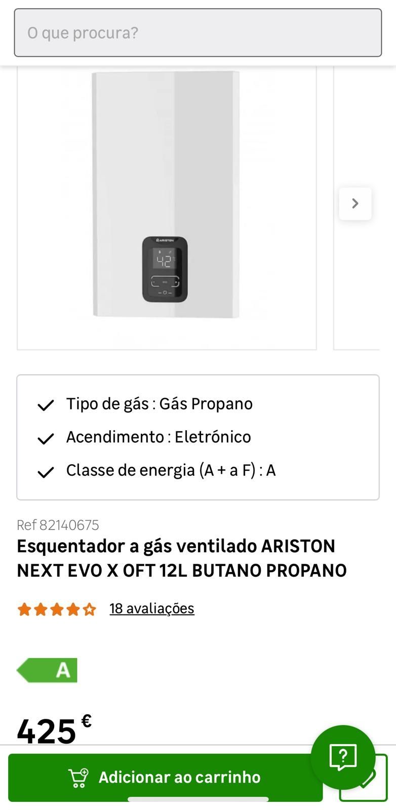 Esquentador Ariston Next Evox Oft 12L 
Com garantia até Abril 20