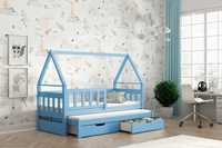Drewniane łóżko dziecięce OLA parter dla 2 os. z pojemnikiem HIT