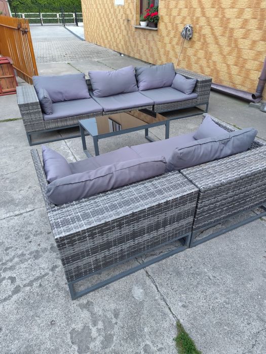 Duży komplet ogrodowy z rattanu+ ława