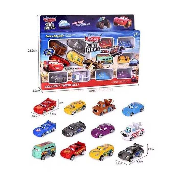 Autka Pixar Cars - zestaw 12 sztuk z filmu Disney