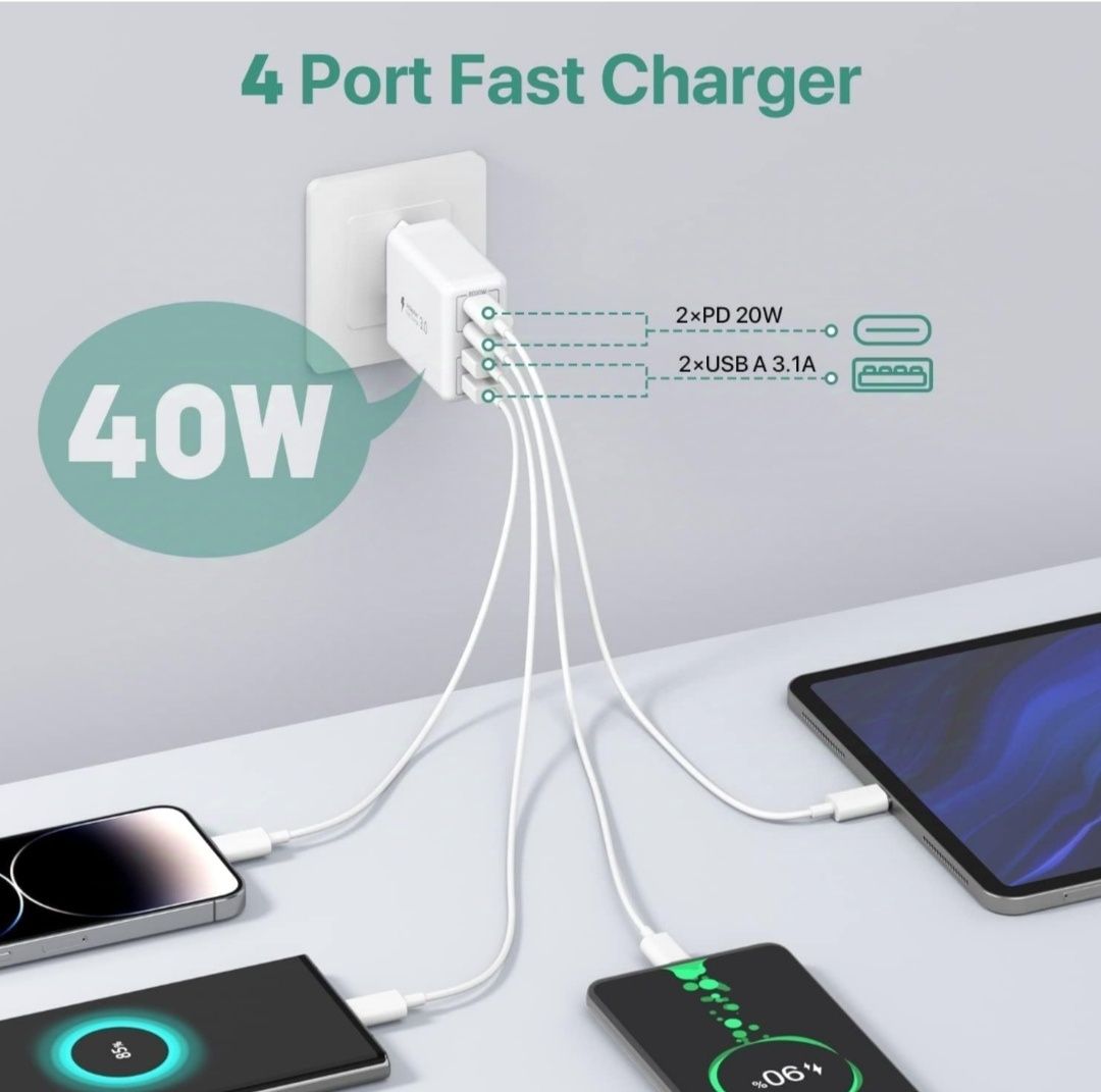 4-portowy blok ładowarki USB C 2szt. HONGYEE