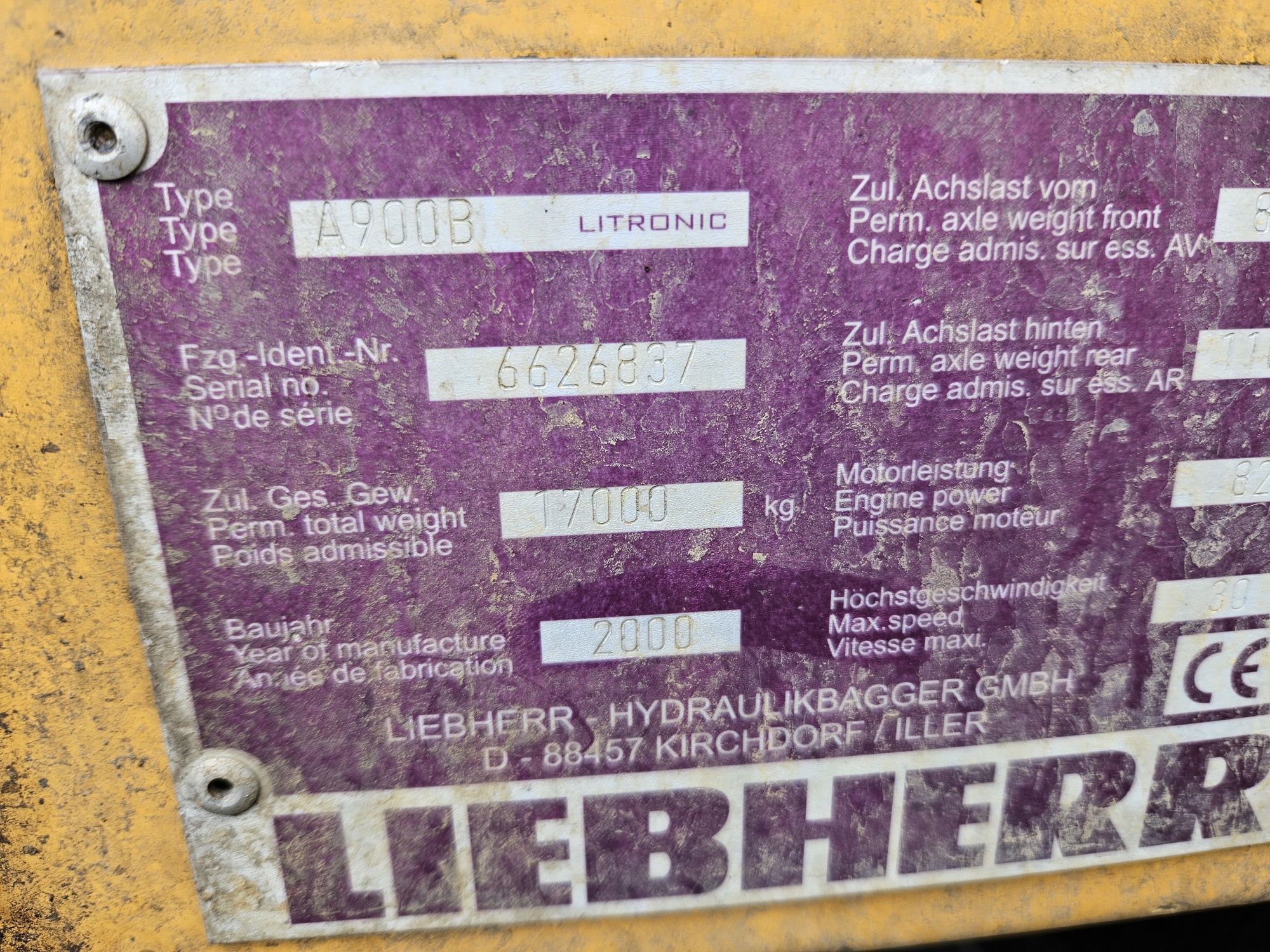 Koparka kołowa liebherr a900b litronic
