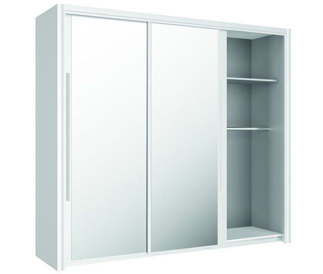 Roupeiro CYRUS portas deslizantes com espelho 231x205cm branco