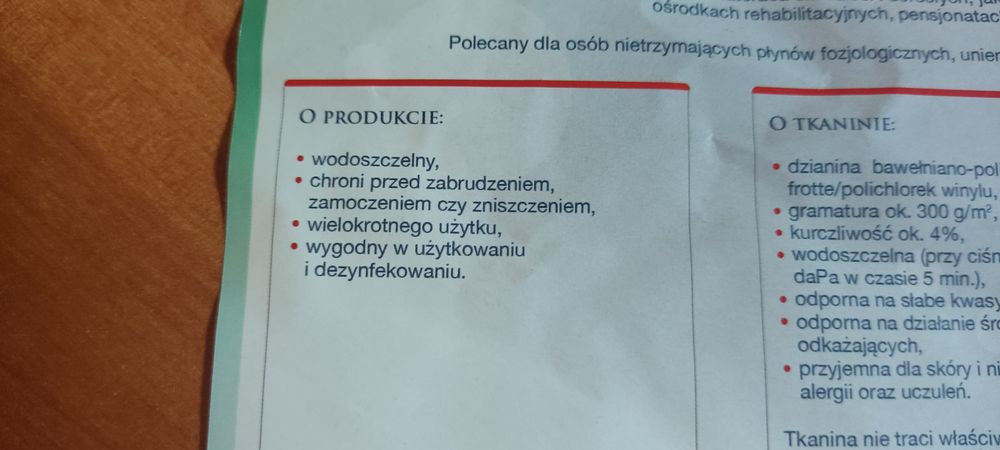 Nowy, Podkład nieprzemakalny PNSK 110x140