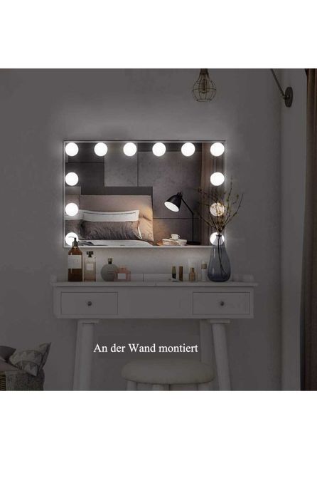 Lustro do makijażu z oświetleniem LED - 12 ściemnianymi