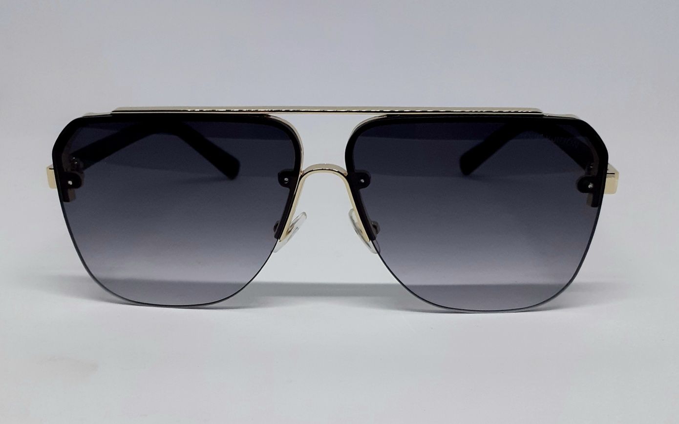 Louis Vuitton стильные мужские очки классика темно сер градиент в золо