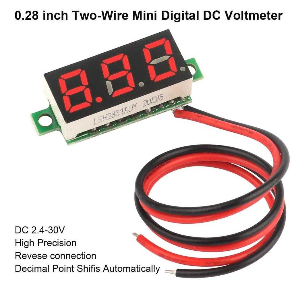Цифровой вольтметр 0 - 100 V красный три провода калибровка 3 знака