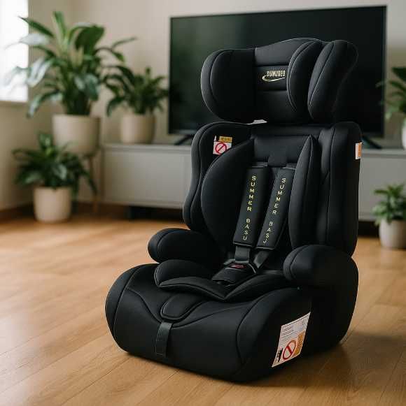 Nowy 2w1 Duży Mocny Fotelik Samochodowy Dla Dziecka Czarny Auto