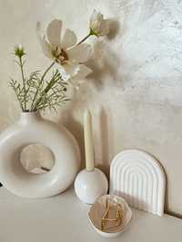 Скандинавская круглая полая керамическая ваза белая