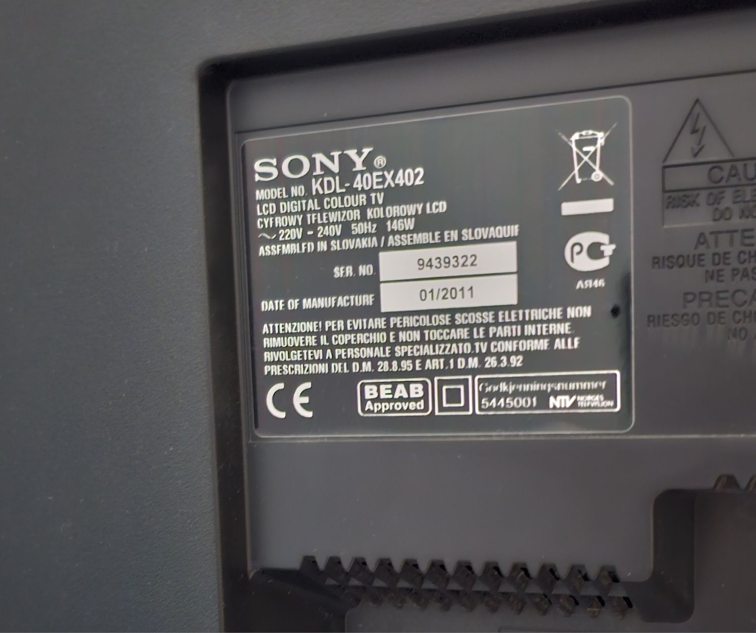 Телевізор Sony Bravia KDL-40EX402