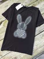 T-shirt damski błyszczący króliczek cyrkonie cekiny 36 38 40