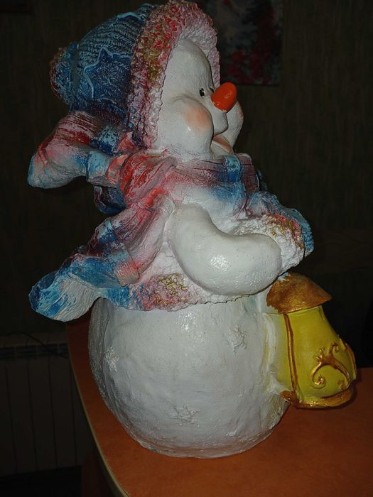 Сніговик гипсовий під ялину або садовий декор