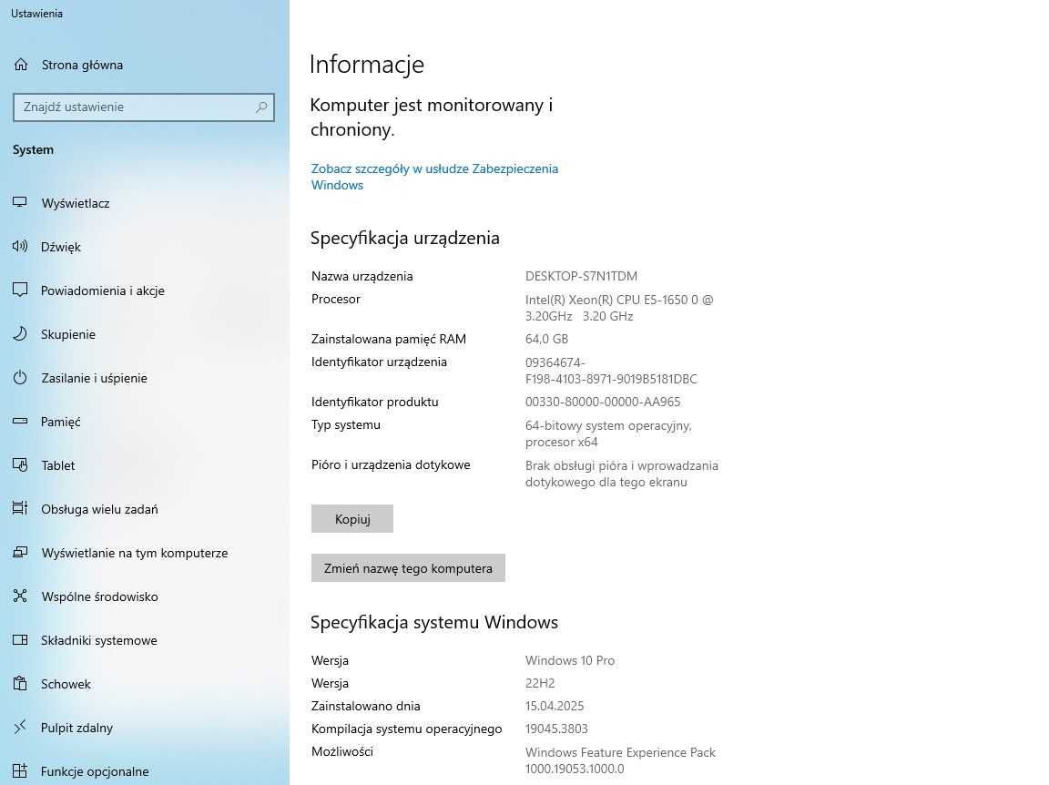 Komputer gamingowy i do pracy.6rdzeni,64GB RAM+RX570 8GB+monitor+akces