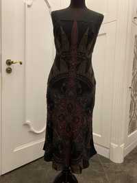 HEXELINE piękna sukienka z wiązaniem na plecach, 100% jedwab
