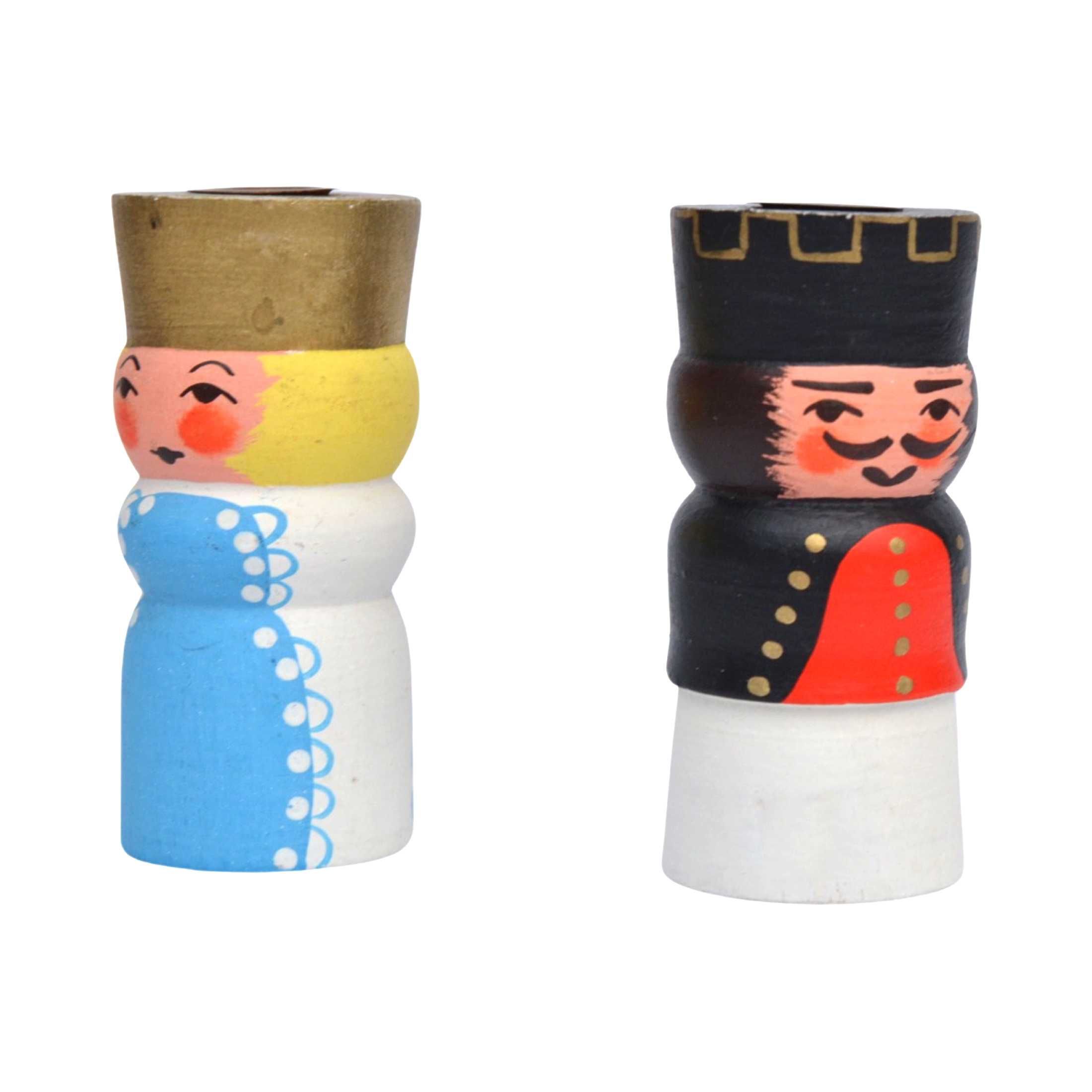 Para świeczników drewnianych, król i królowa, Niemcy lata 70.