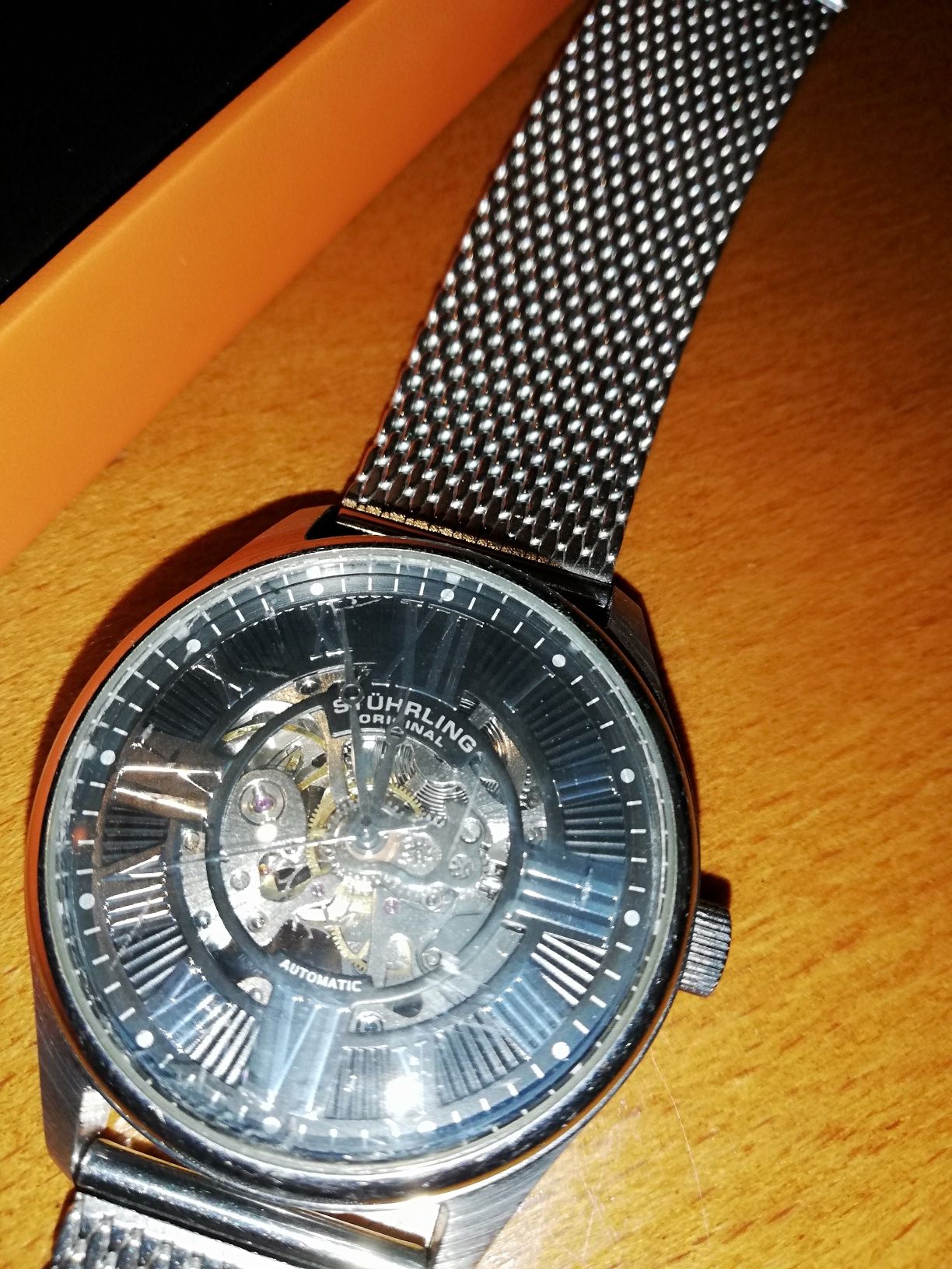 Relógio stuhrling automático movimento e de corda