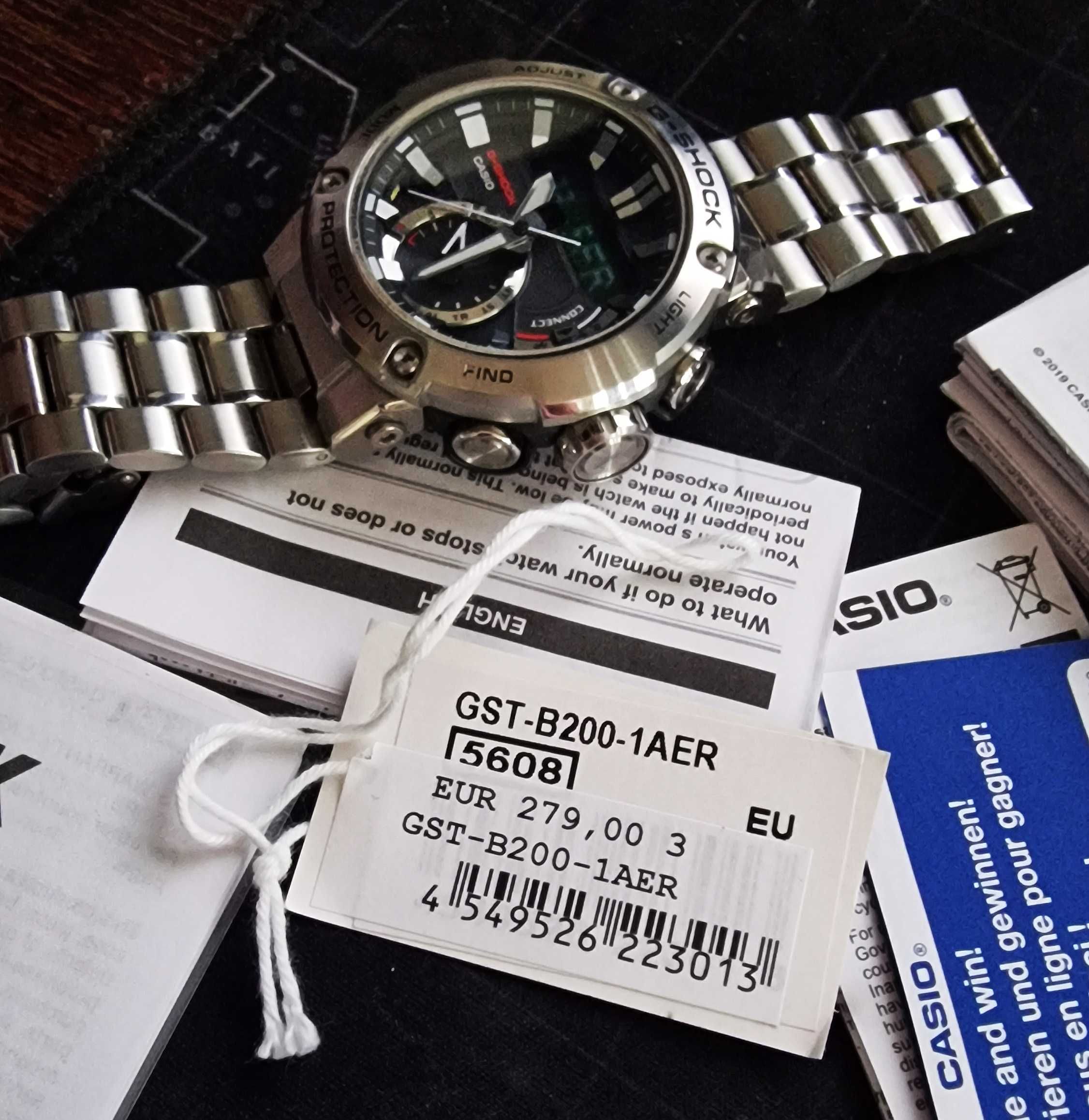 Elegancki zegarek sportowy CASIO G-SHOCK GST-B200-1AER bluetooth