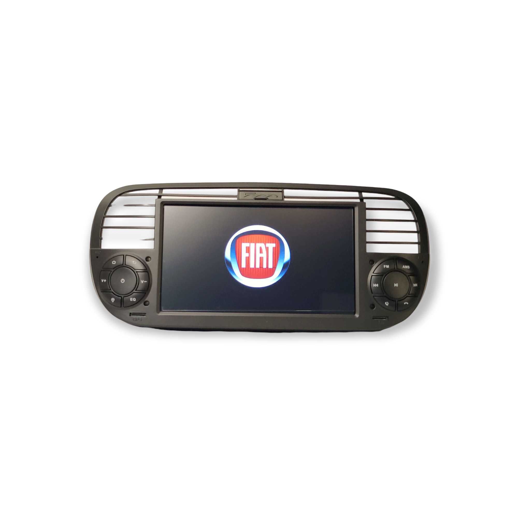 Radio 2 DIN Android 10 Fiat 500 Preto - GPS WIFI CarPlay - Novo