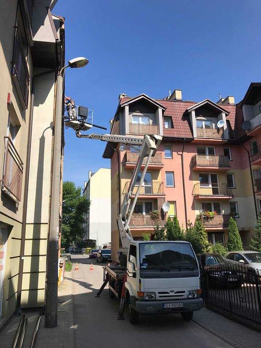 Wynajem podnośnika koszowego, zwyżka do 40 m, zwyżki z obsługą