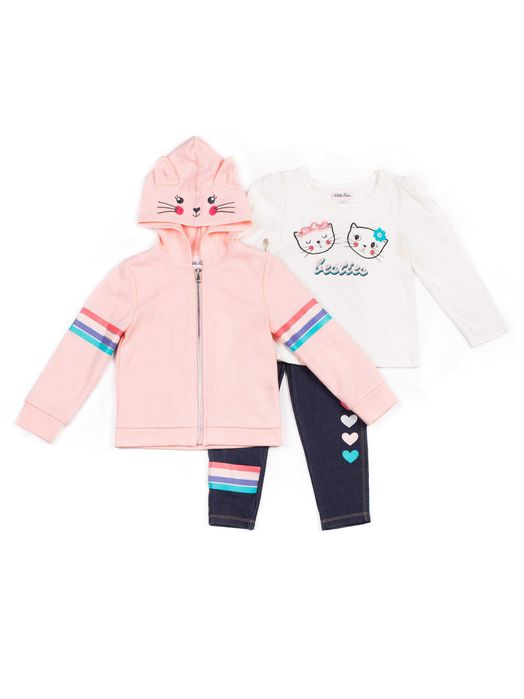 Новый костюм: кофта с капюшоном кошкой, джегинсы, реглан, 2-3Т /98