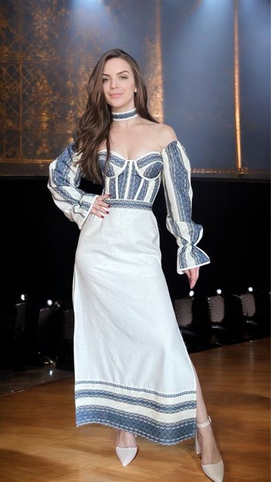 Корсет вишиванка з рукавами, сукня вишиванка, лляна сукня з рукавами