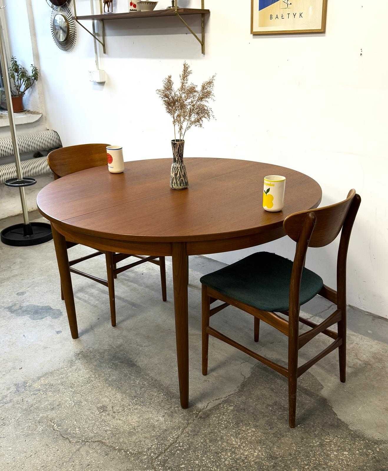 Tekowy stół okrągły, Dania lata 60/70, vntg, mid-c modern