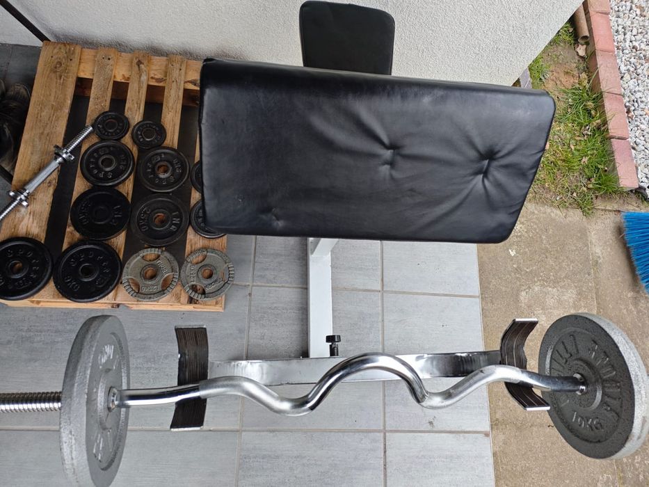 Ławeczka z gryfem hantlem obciążenia 40 kg