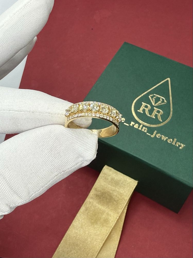 Каблучка з діамантами 1.25ct золото бриллианты кольцо дорожка