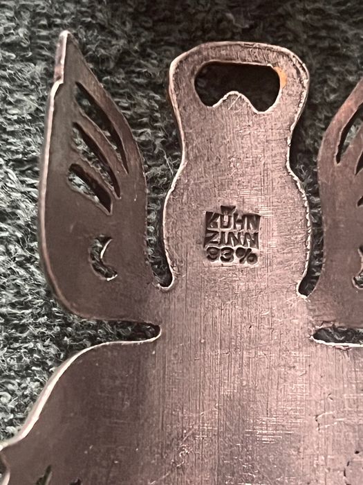 Cynowa figurka świąteczna vintage (niemiecka)