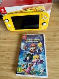 Nintendo switch light yellow + Mario Rabbids. Prawie nieużywany