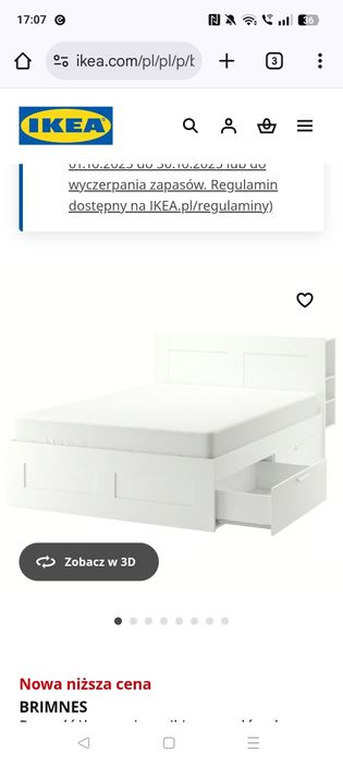 Łóżko ikea Brimnes