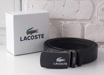 Мужской ремень кожаный Lacoste в коробке / чоловічий ремінь автомат