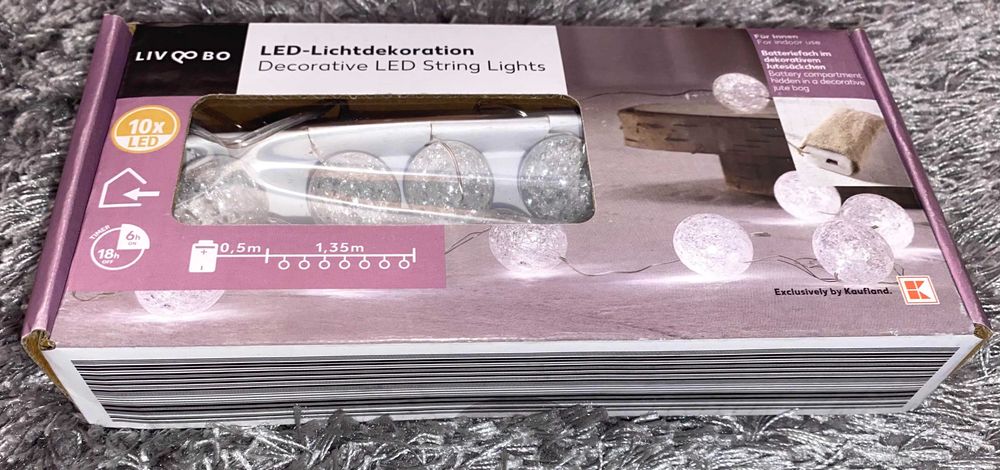 Lampki, Sznur świetlny- LED - KULKI 1,85m barwa zimna