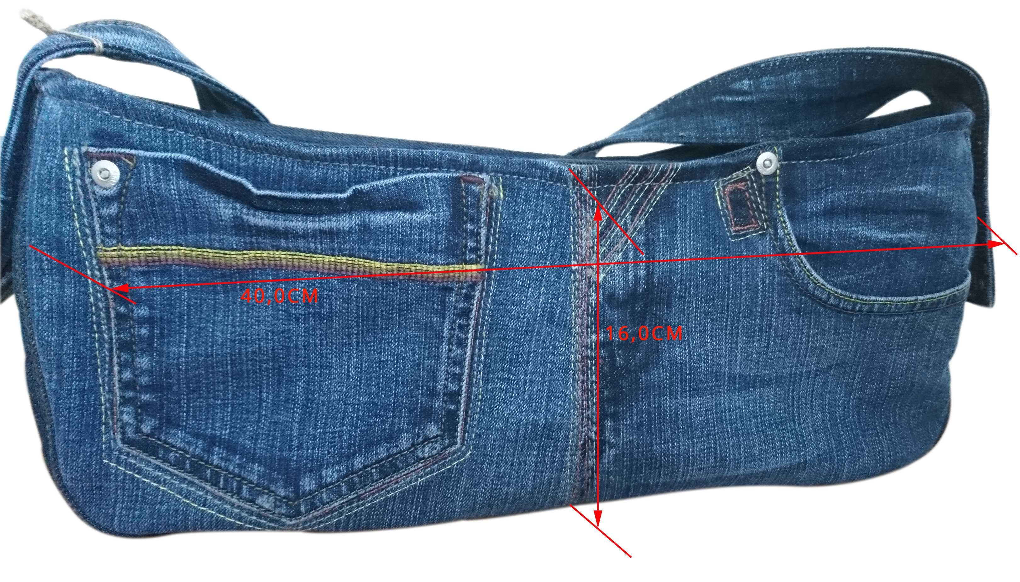 Torebka na ramię, codzienna mała, pojemna, jeans, nowa.