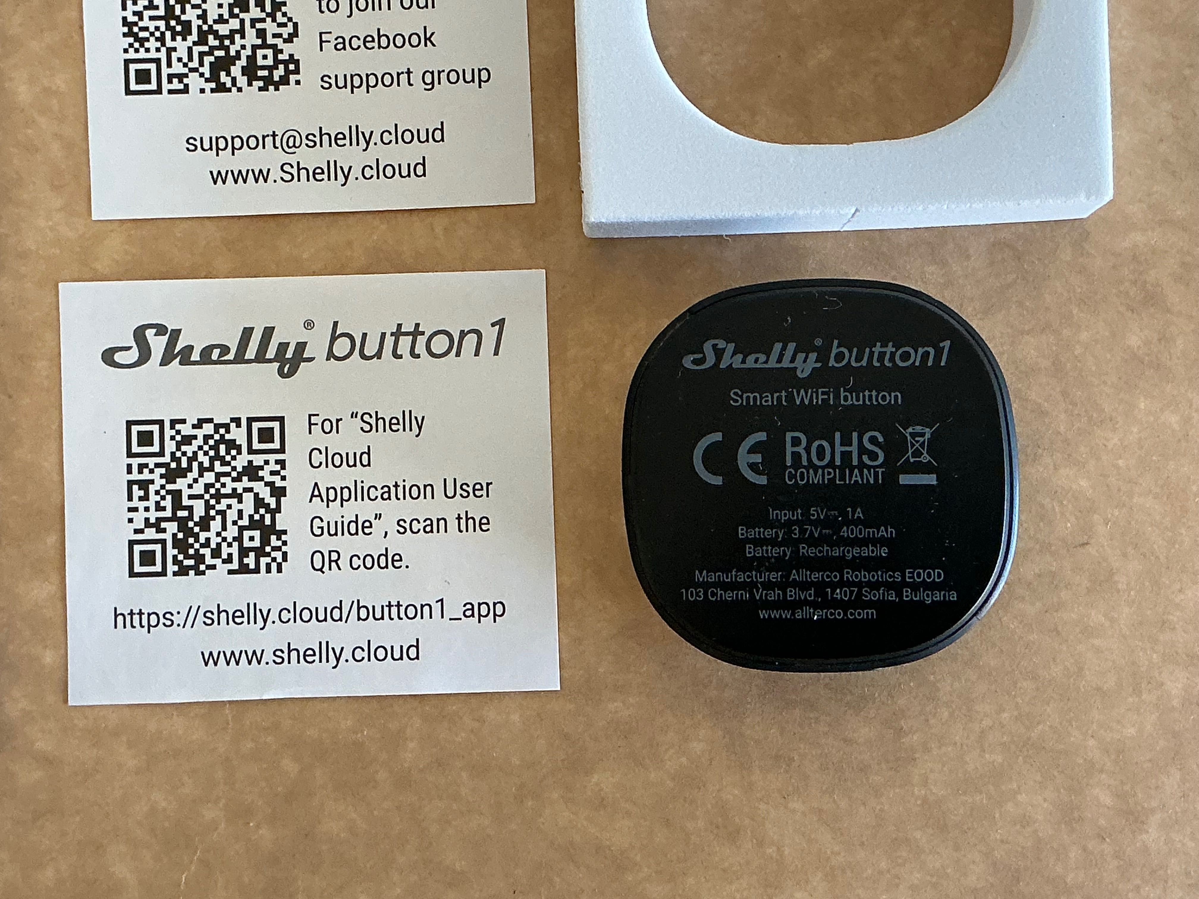 Novo! Shelly Button1 Gen3 Preto - Botão Inteligente
