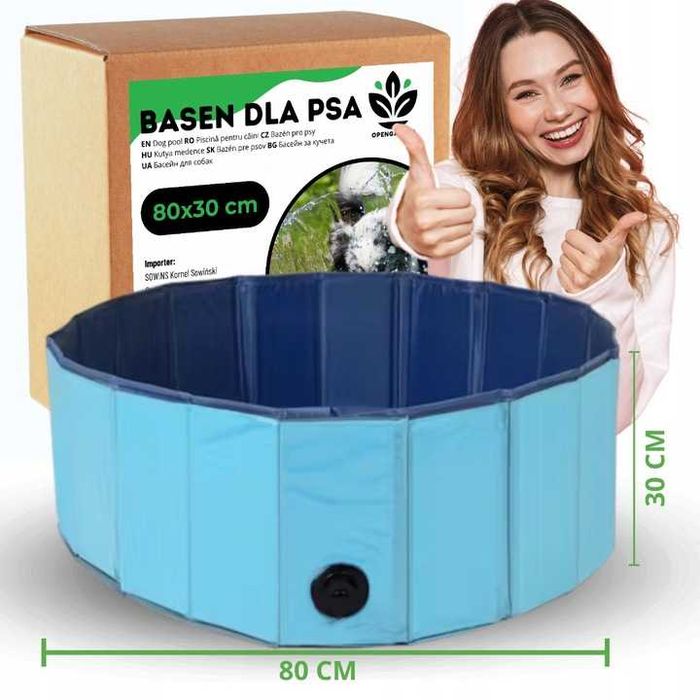 BASEN DLA PSA ZWIERZĄT ogrodowy składany kojec kąpieli 80x30 cm