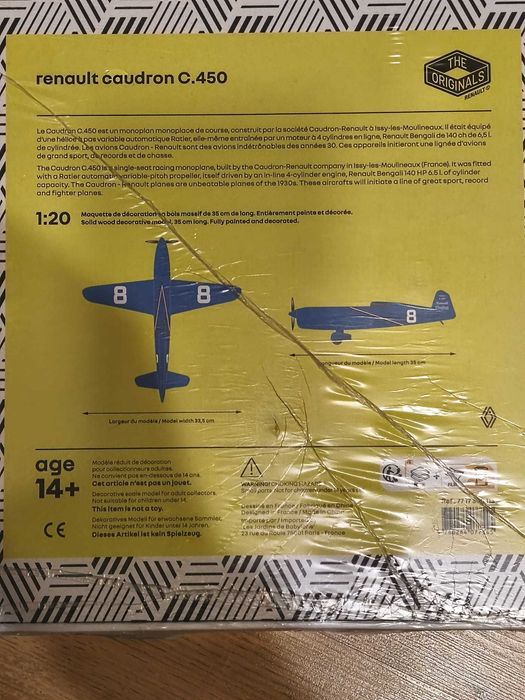 Model samolotu Renault Caudron C.450 DREWNO, skala 1:20